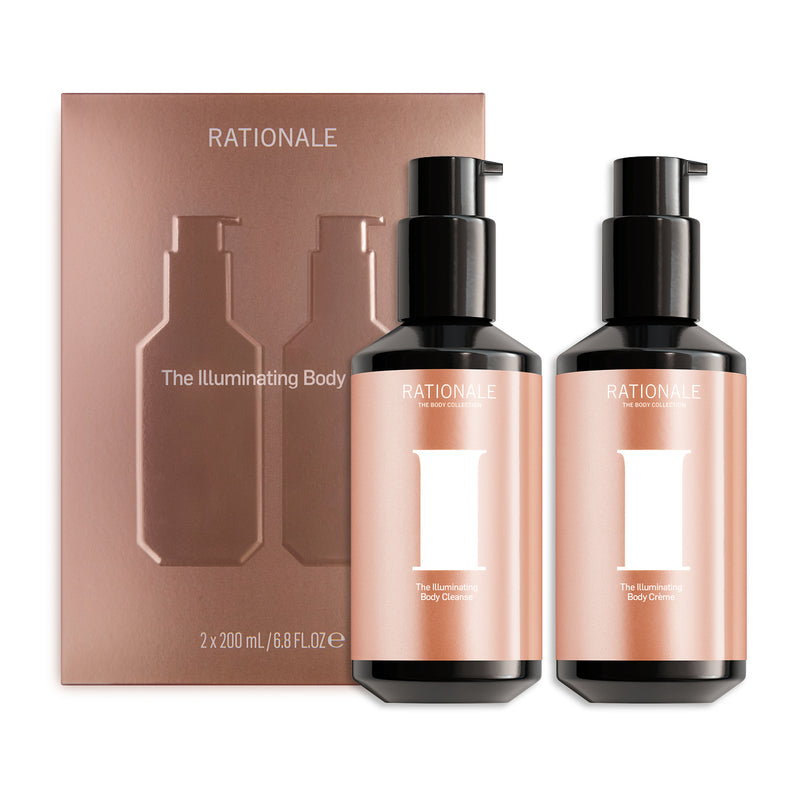 The Illuminating Body Duo by Rationale with two 200ml bottles.
